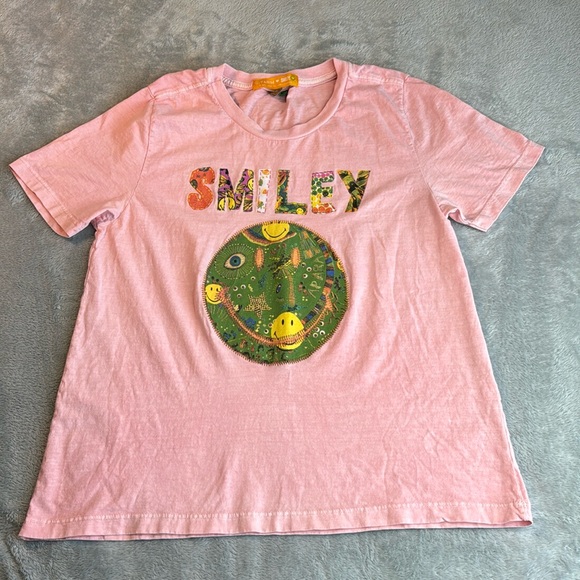 Farm Rio x Smiley T-Shirt Pink/Coral Size Small - Picture 4 of 13